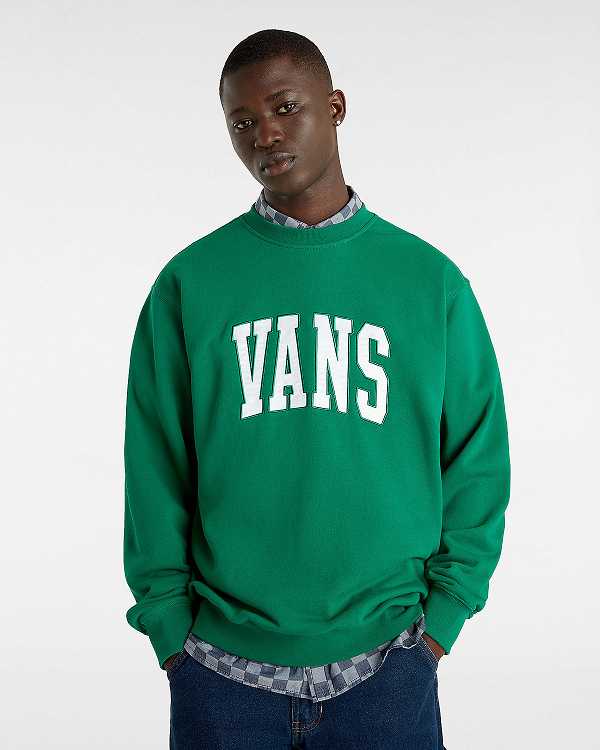 Green Vans Original Standards Varsity Loose Crew Men Sweatshirt | VN8413750