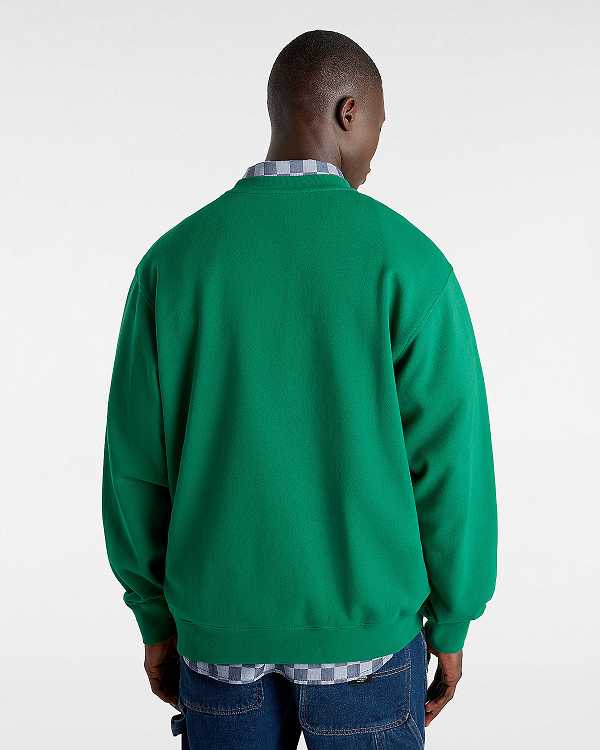 Green Vans Original Standards Varsity Loose Crew Men Sweatshirt | VN8413750