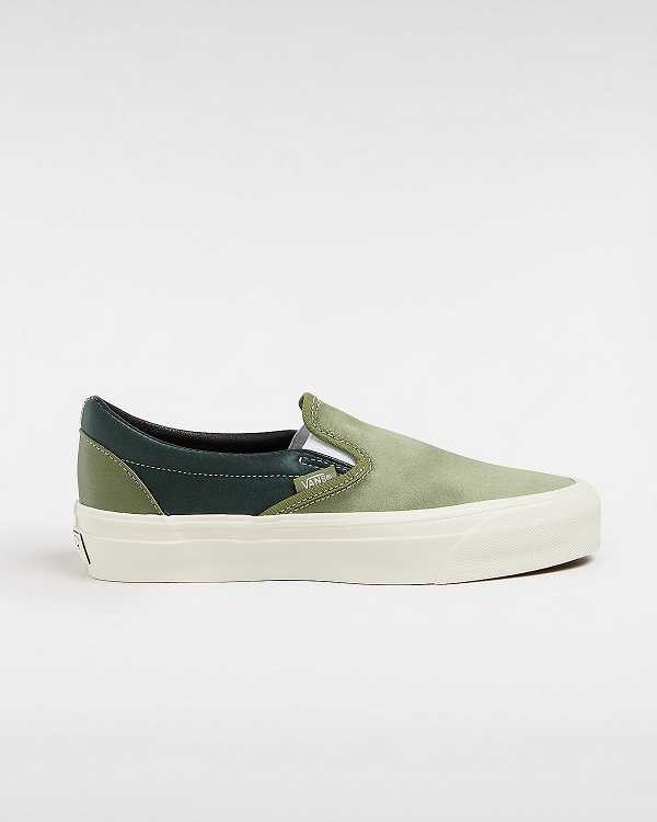 Green Vans Premium 98 Satin Women Slip On Shoes | VN8236597