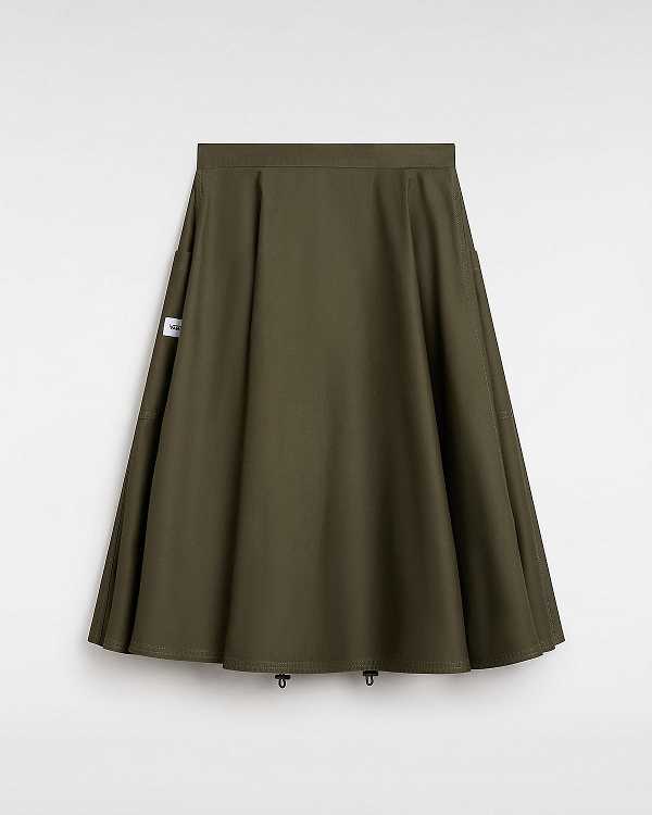 Green Vans Premium A-Line Ruched Women Skirt | VN0128349