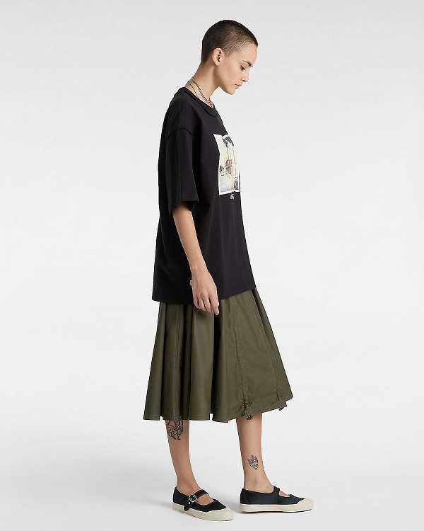 Green Vans Premium A-Line Ruched Women Skirt | VN0128349