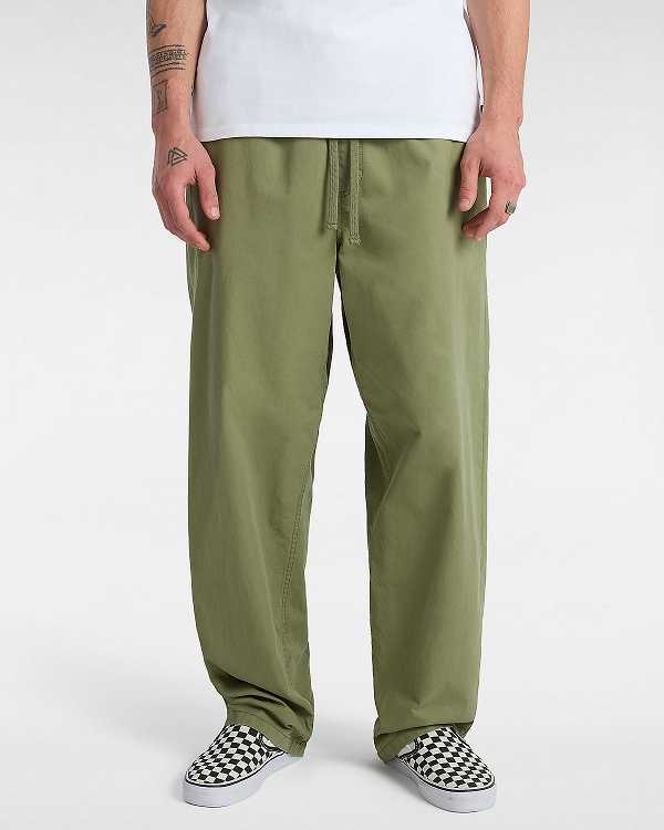 Green Vans Range Baggy Tapered Elastic Waist Men Pants | VN6851724