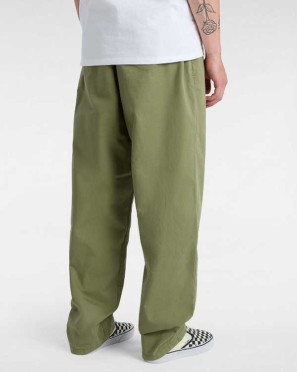 Green Vans Range Baggy Tapered Elastic Waist Men Pants | VN6851724