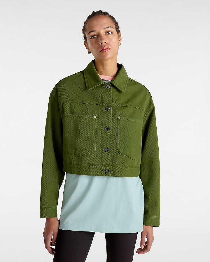 Green Vans Raynes Crop Trucker Women Jacket | VN2759436