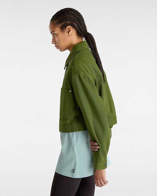 Green Vans Raynes Crop Trucker Women Jacket | VN2759436