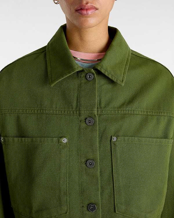 Green Vans Raynes Crop Trucker Women Jacket | VN2759436