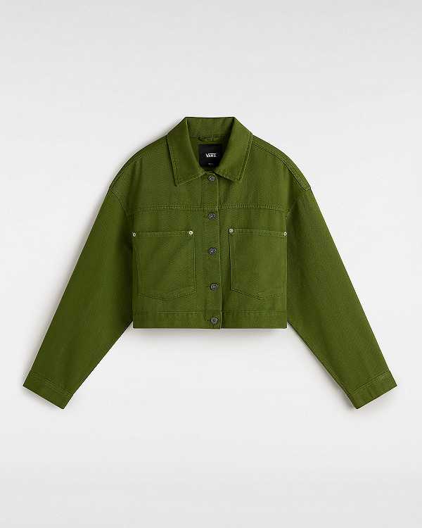 Green Vans Raynes Crop Trucker Women Jacket | VN2759436