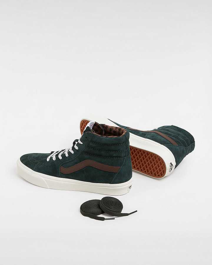 Green Vans Sk8-Hi Pig Suede Women Skate Shoes | VN7240893