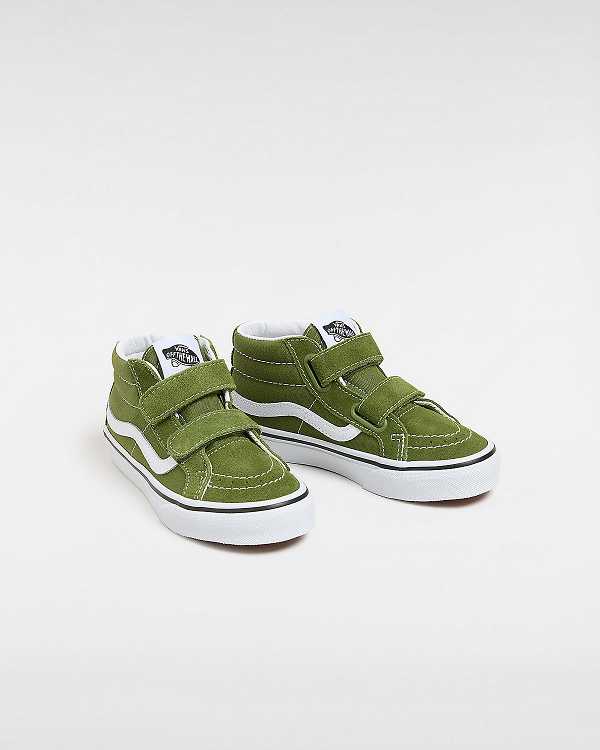 Green Vans Sk8-Mid Reissue Hook and Loop (4-8 years) Kids' Sneakers | VN0297684