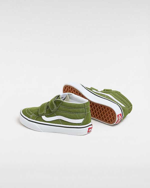 Green Vans Sk8-Mid Reissue Hook and Loop (4-8 years) Kids' Sneakers | VN0297684