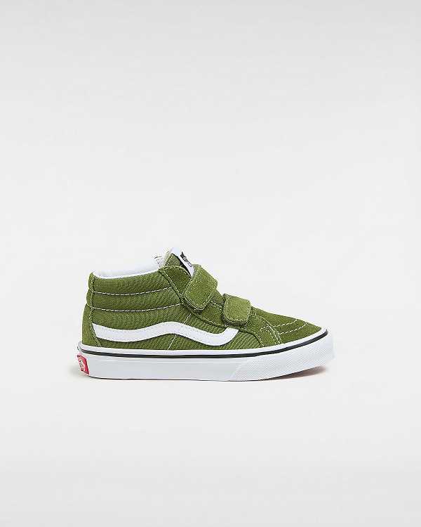 Green Vans Sk8-Mid Reissue Hook and Loop (4-8 years) Kids\' Sneakers | VN0297684