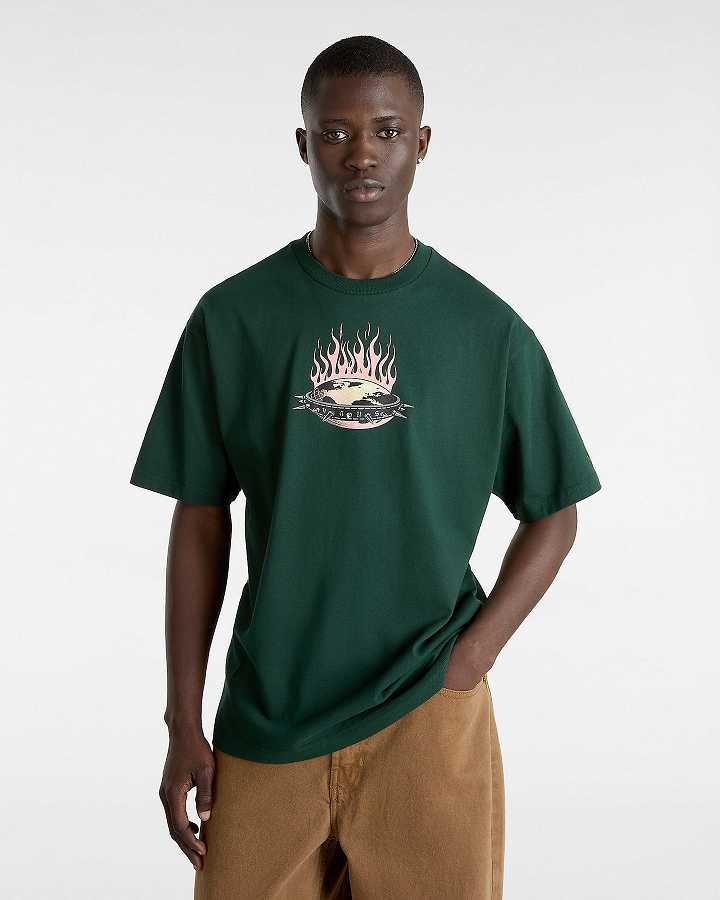 Green Vans Skate Global Dominance Men T Shirts | VN8607451