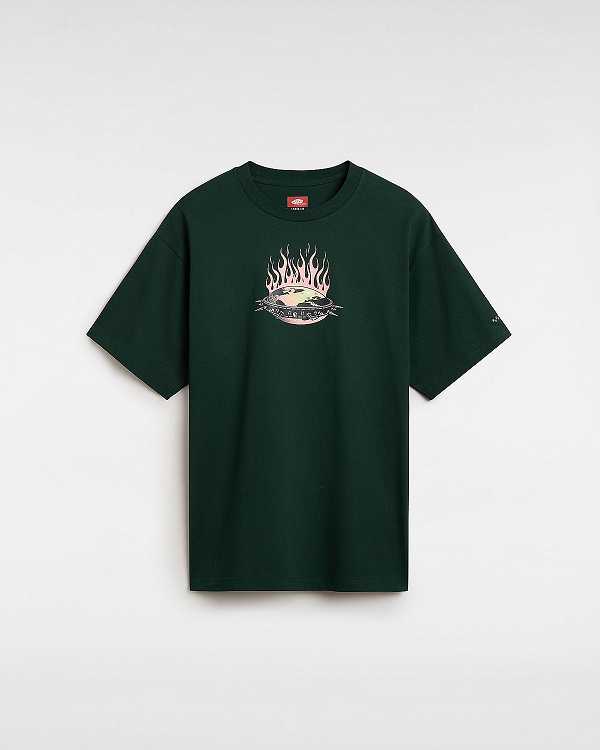 Green Vans Skate Global Dominance Men T Shirts | VN8607451