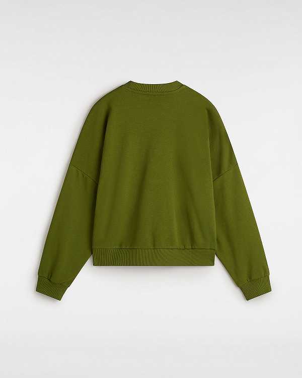 Green Vans Stadium French Terry Loose Crew Women Sweatshirt | VN4837210