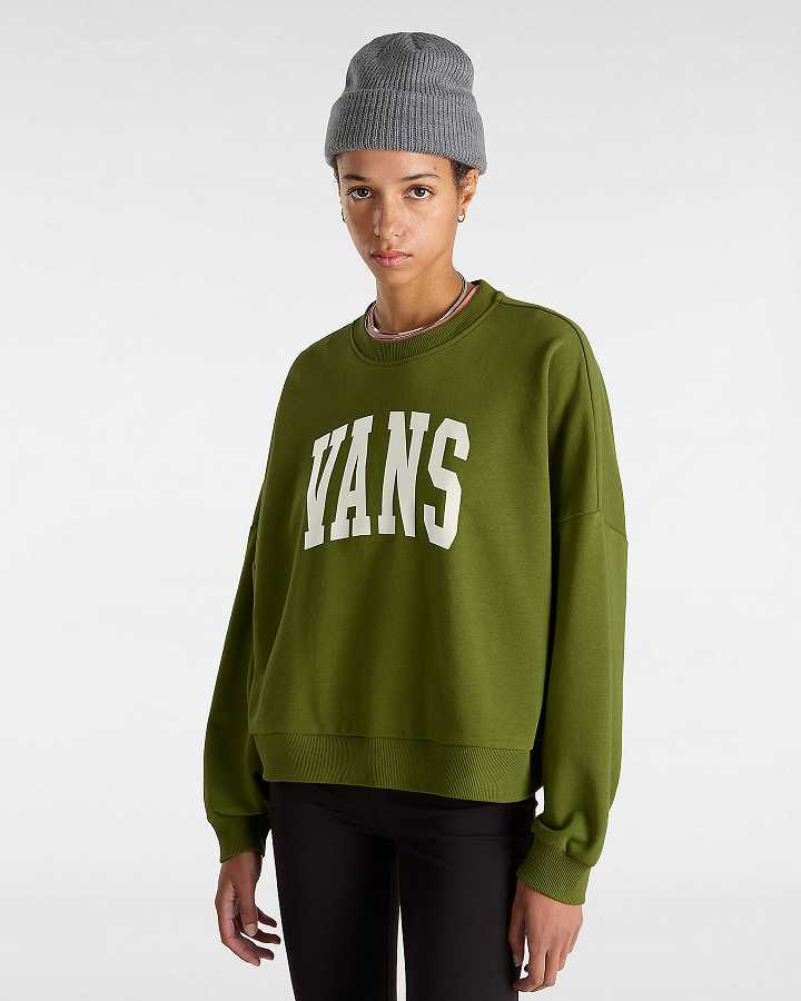 Green Vans Stadium French Terry Loose Crew Women Sweatshirt | VN4837210