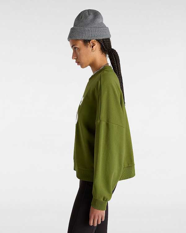 Green Vans Stadium French Terry Loose Crew Women Sweatshirt | VN4837210