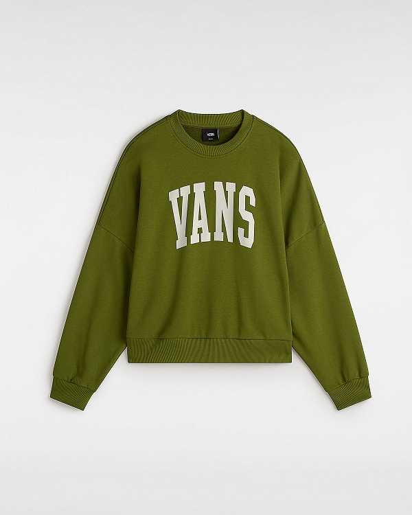 Green Vans Stadium French Terry Loose Crew Women Sweatshirt | VN4837210