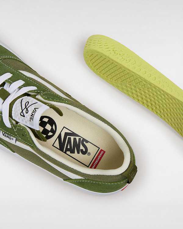 Green / White Vans Lizzie Low Men Skate Shoes | VN7089453