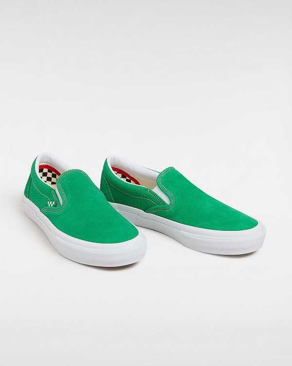 Green / White Vans Skate Women Slip On Shoes | VN7409862