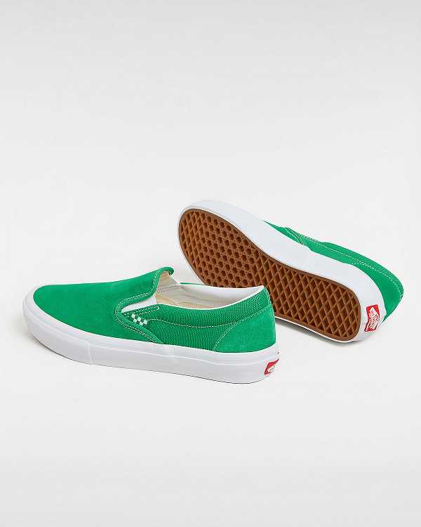 Green / White Vans Skate Women Slip On Shoes | VN7409862