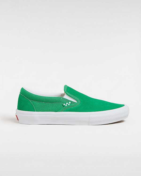 Green / White Vans Skate Women Slip On Shoes | VN7409862