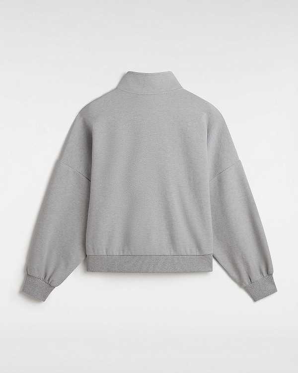 Grey Vans Elevated Double Knit Loose Mock Neck Women Sweatshirt | VN3820159