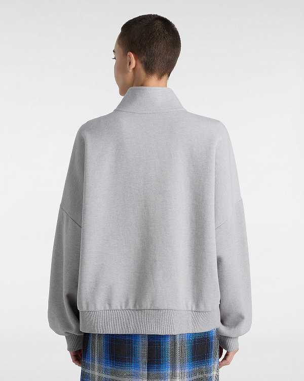 Grey Vans Elevated Double Knit Loose Mock Neck Women Sweatshirt | VN3820159