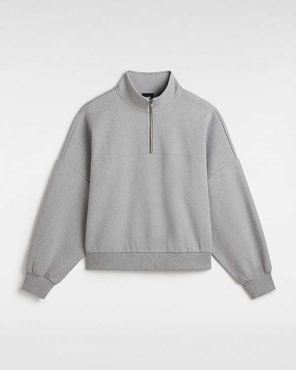 Grey Vans Elevated Double Knit Loose Mock Neck Women Sweatshirt | VN3820159