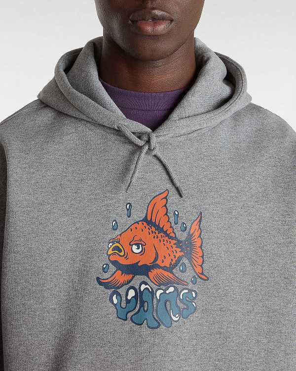 Grey Vans Fish loose Men Hoodie | VN9108476