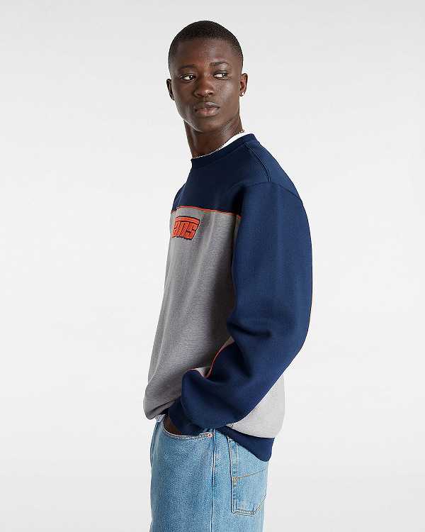 Grey Vans Retro Hook and Loop Loose Crew Men Sweatshirt | VN7693124