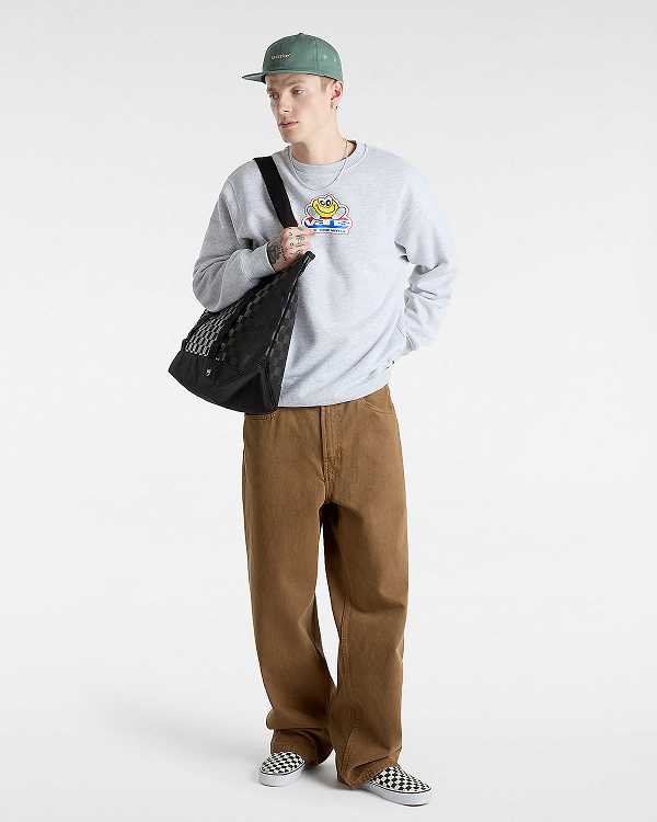 Grey Vans Soles Loose Crew Men Sweatshirt | VN2459310