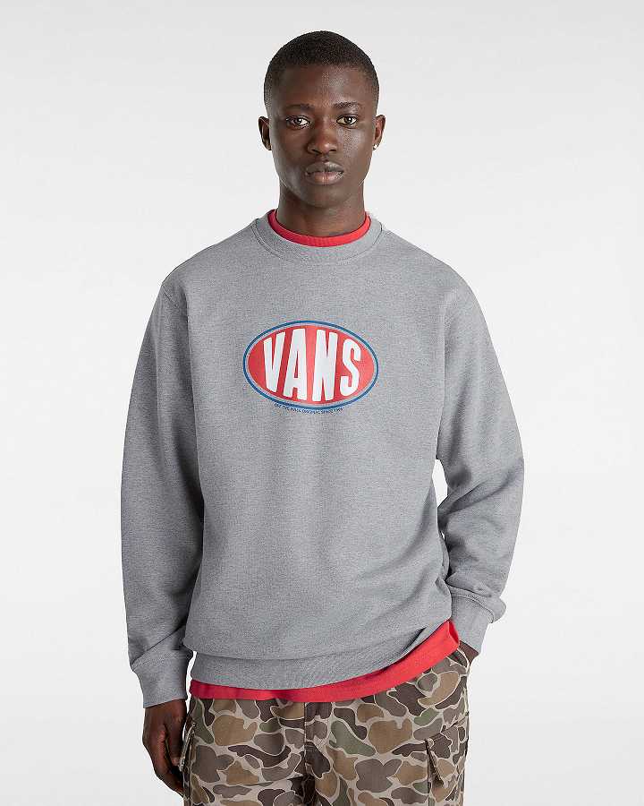 Grey Vans Spray On Loose Crew Men Sweatshirt | VN1526809