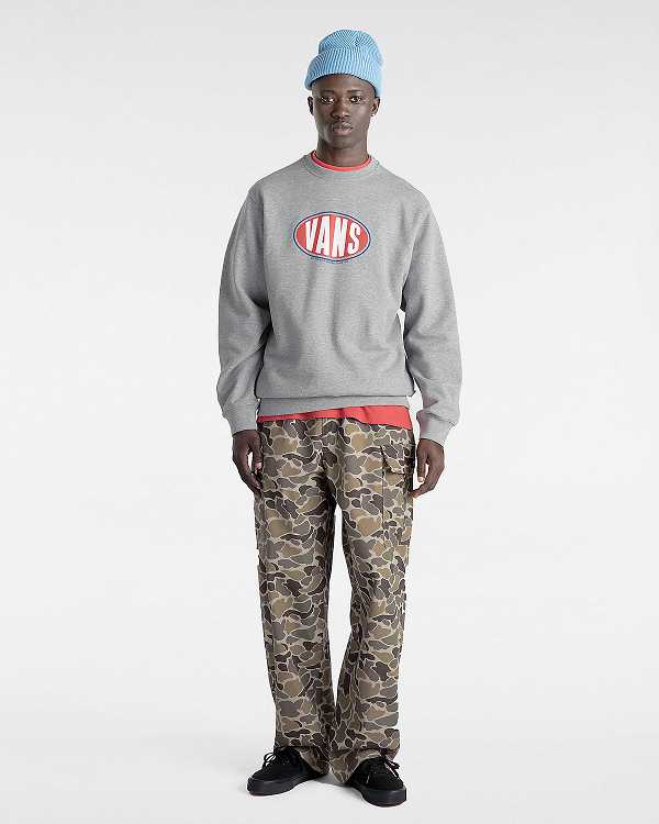 Grey Vans Spray On Loose Crew Men Sweatshirt | VN1526809