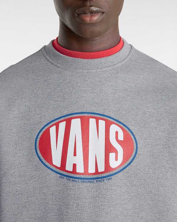 Grey Vans Spray On Loose Crew Men Sweatshirt | VN1526809