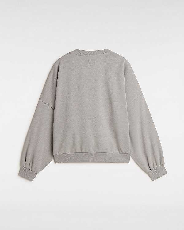 Grey Vans Stadium French Terry Loose Crew Women Sweatshirt | VN6817920