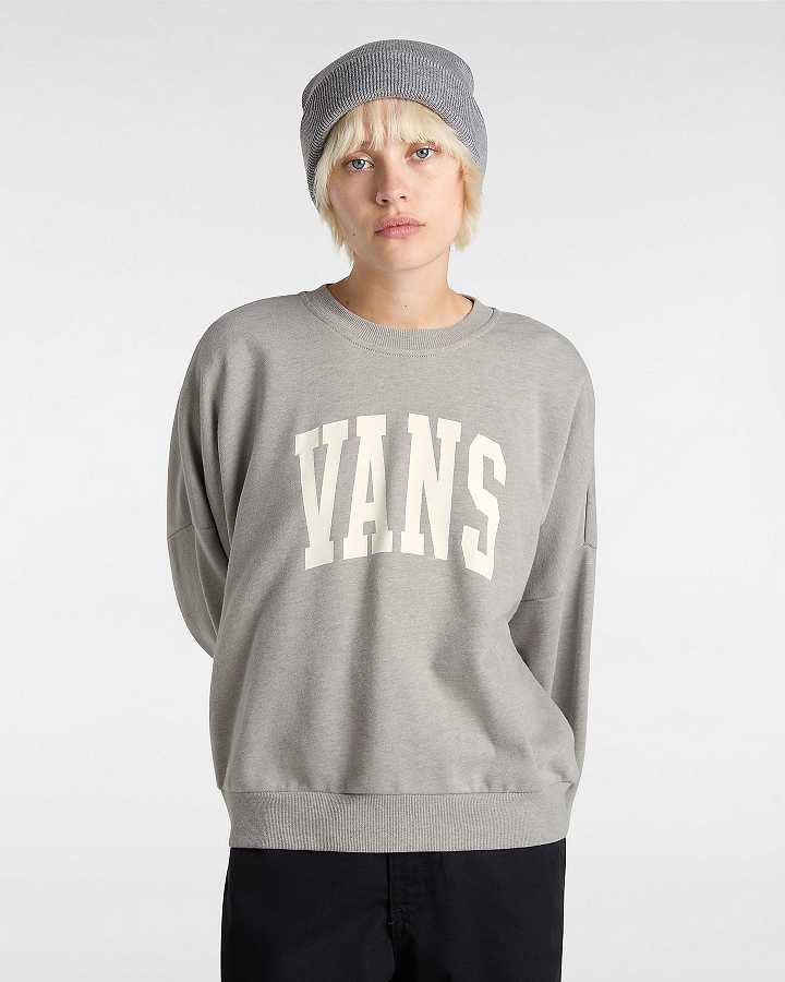 Grey Vans Stadium French Terry Loose Crew Women Sweatshirt | VN6817920