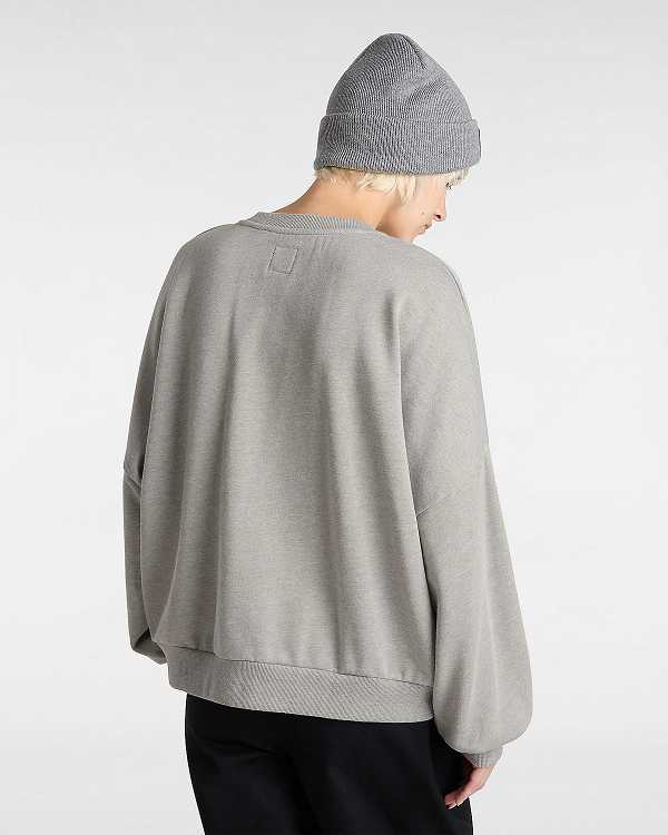 Grey Vans Stadium French Terry Loose Crew Women Sweatshirt | VN6817920