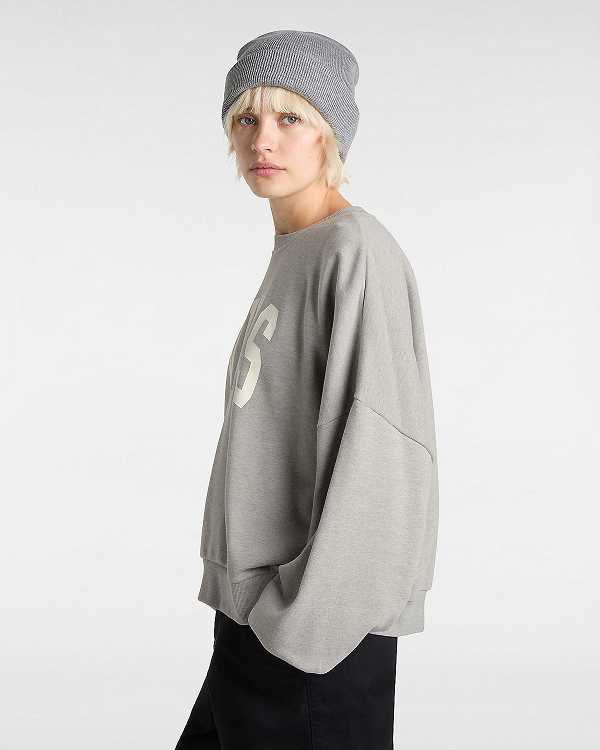 Grey Vans Stadium French Terry Loose Crew Women Sweatshirt | VN6817920