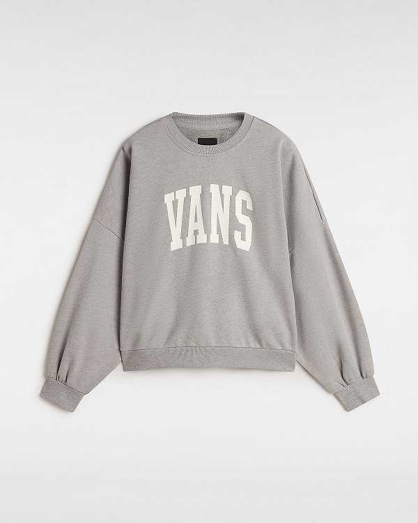 Grey Vans Stadium French Terry Loose Crew Women Sweatshirt | VN6817920