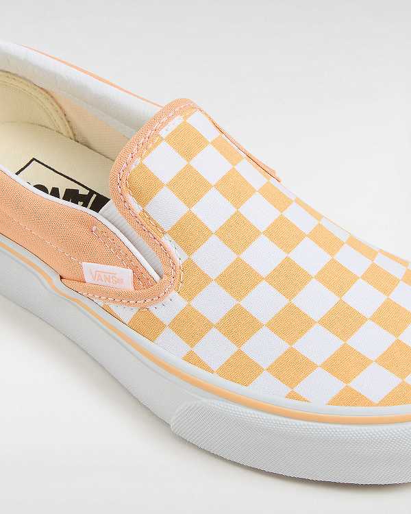 Orange Vans Checkerboard Classic Slip-On Women Platform Shoes | VN1380645