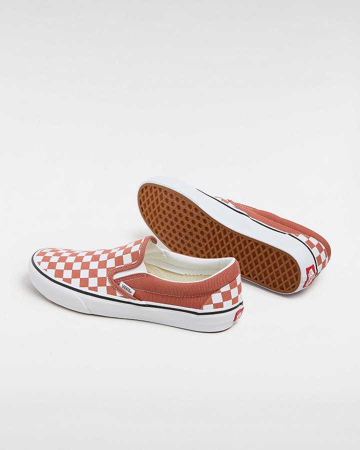 Orange Vans Classic Checkerboard Women Slip On Shoes | VN7358064