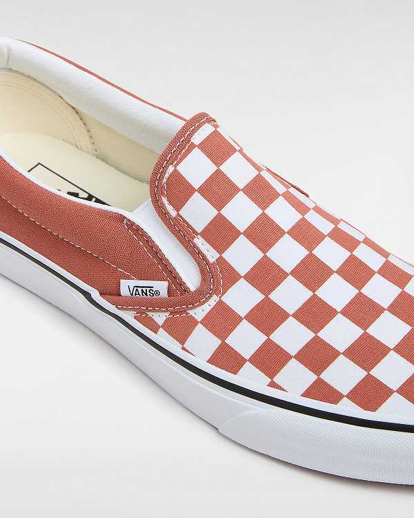 Orange Vans Classic Checkerboard Women Slip On Shoes | VN7358064