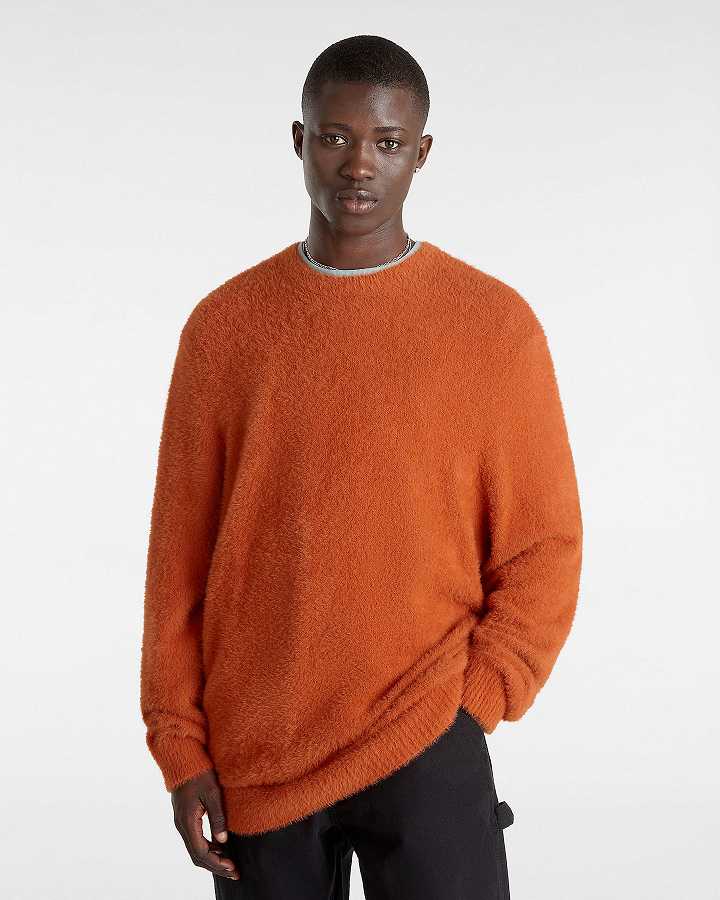 Orange Vans Elmsford Solid Crew Men Sweatshirt | VN0149753