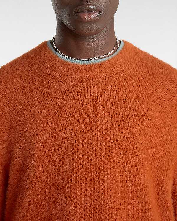 Orange Vans Elmsford Solid Crew Men Sweatshirt | VN0149753