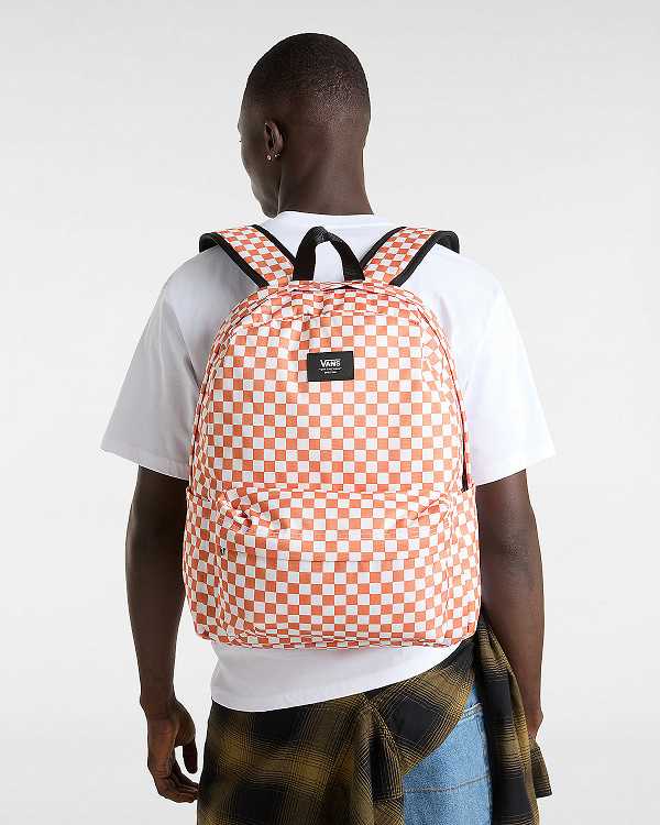 Orange Vans Old Skool Check Unisex Backpacks | VN3648257