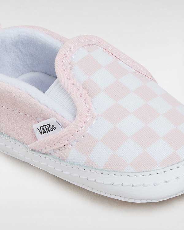 Pink Vans Checkerboard Hook And Loop Crib (0-1 year) Kids' Slip On Shoes | VN2139786