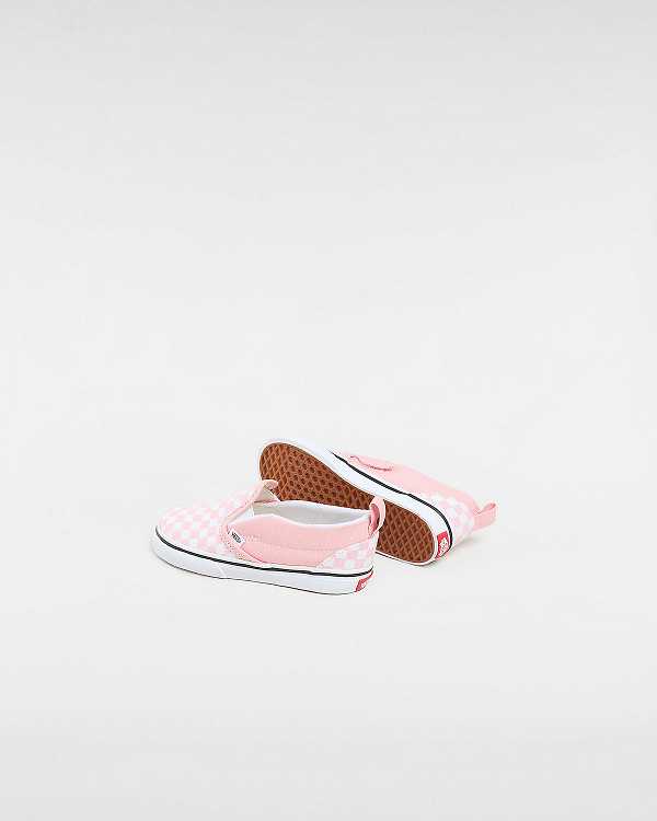 Pink Vans Checkerboard V (1-4 years) Kids' Slip On Shoes | VN6328750