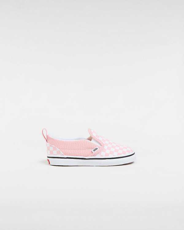 Pink Vans Checkerboard V (1-4 years) Kids\' Slip On Shoes | VN6328750