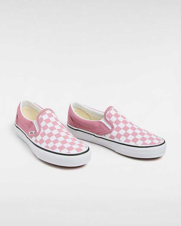 Pink Vans Classic Checkerboard Women Slip On Shoes | VN4025697