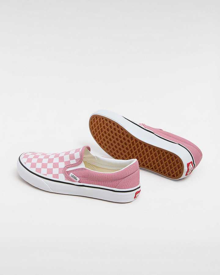 Pink Vans Classic Checkerboard Women Slip On Shoes | VN4025697